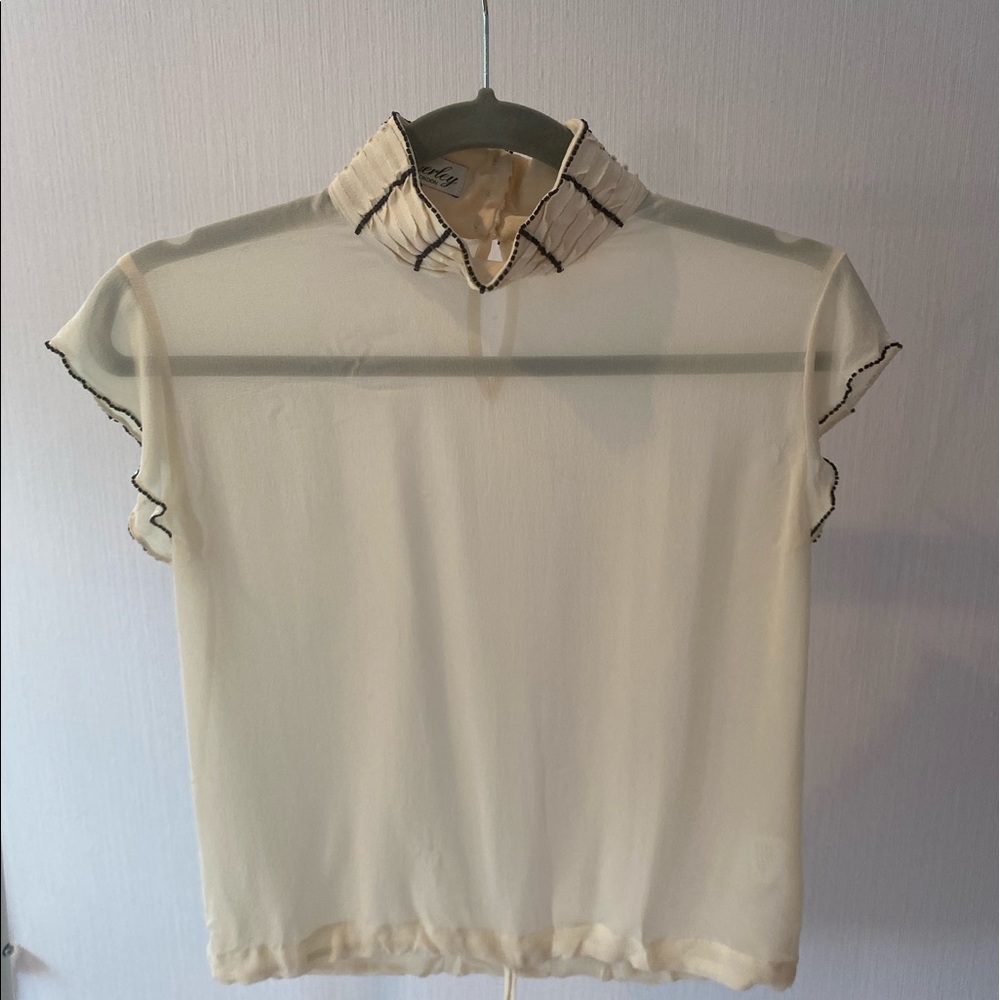 Temperely London Cream New Beaded Drawstring Top